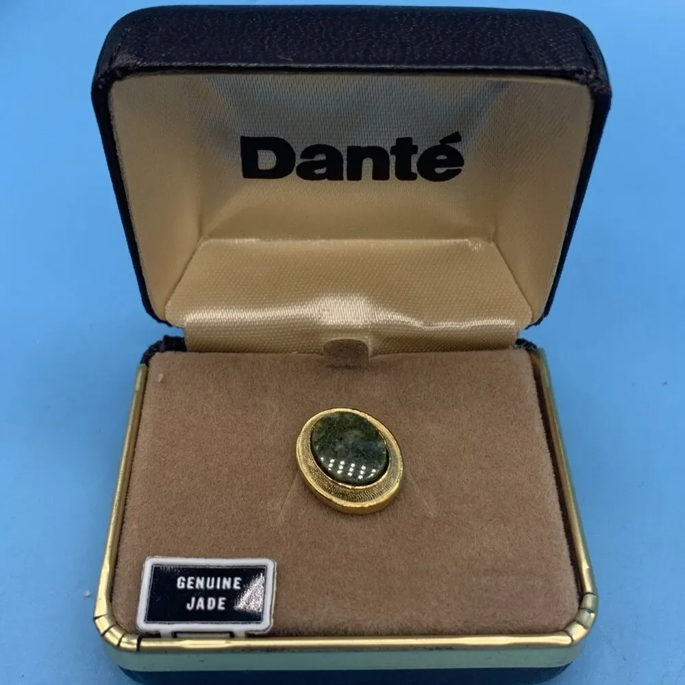 Vintage 1970's Dante Genuine Jade Tie Pin (Y-3)